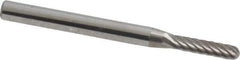 Atrax - 3/32" Cut Diam, 1/8" Shank Diam, Cylinder with Radius Head Single Cut Burr - Carbide, Radius End, 7/16" LOC, 1-1/2" OAL - Apex Tool & Supply
