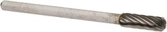 Atrax - 5/32" Cut Diam, 1/8" Shank Diam, Cylinder with Radius Head Single Cut Burr - Carbide, Radius End, 1/2" LOC, 1-1/2" OAL - Apex Tool & Supply