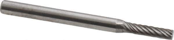 Atrax - 3/32" Cut Diam, 1/8" Shank Diam, Cylinder Head Single Cut Burr - Carbide, Flat End, 7/16" LOC, 1-1/2" OAL - Apex Tool & Supply