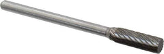 Atrax - 3/16" Cut Diam, 1/8" Shank Diam, Cylinder Head Single Cut Burr - Carbide, Flat End, 1/2" LOC, 1-1/2" OAL - Apex Tool & Supply