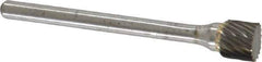 Atrax - 1/4" Cut Diam, 1/8" Shank Diam, Cylinder Head Single Cut Burr - Carbide, Flat End, 3/16" LOC, 1-7/16" OAL - Apex Tool & Supply