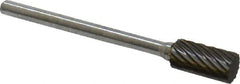 Atrax - 1/4" Cut Diam, 1/8" Shank Diam, Cylinder Head Single Cut Burr - Carbide, Flat End, 1/2" LOC, 1-1/2" OAL - Apex Tool & Supply