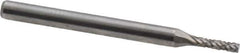 Atrax - 1/16" Cut Diam, 1/8" Shank Diam, Cylinder Head Double Cut Burr - Carbide, Flat End, 1/4" LOC, 1-1/2" OAL - Apex Tool & Supply