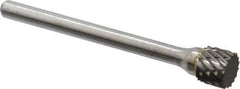 Atrax - 1/4" Cut Diam, 1/8" Shank Diam, Cylinder Head Double Cut Burr - Carbide, Flat End, 3/16" LOC, 1-7/16" OAL - Apex Tool & Supply