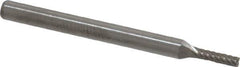 Atrax - 1/16" Cut Diam, 1/8" Shank Diam, Cylinder with End Cut Head Single Cut Burr - Carbide, End Cut End, 1/4" LOC, 1-1/2" OAL - Apex Tool & Supply