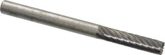 Atrax - 1/8" Cut Diam, 1/8" Shank Diam, Cylinder with End Cut Head Single Cut Burr - Carbide, End Cut End, 9/16" LOC, 1-1/2" OAL - Apex Tool & Supply