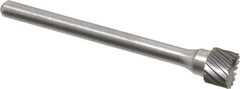 Atrax - 1/4" Cut Diam, 1/8" Shank Diam, Cylinder with End Cut Head Single Cut Burr - Carbide, End Cut End, 3/16" LOC, 1-1/16" OAL - Apex Tool & Supply