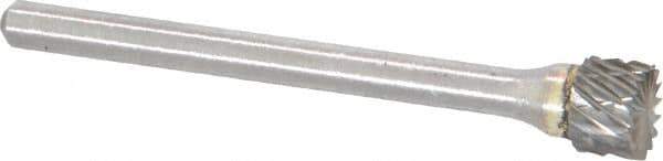 Atrax - 1/4" Cut Diam, 1/8" Shank Diam, Cylinder with End Cut Head Double Cut Burr - Carbide, End Cut End, 3/16" LOC, 1-7/16" OAL - Apex Tool & Supply