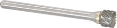 Atrax - 1/4" Cut Diam, 1/8" Shank Diam, Cylinder with End Cut Head Double Cut Burr - Carbide, End Cut End, 3/16" LOC, 1-7/16" OAL - Apex Tool & Supply