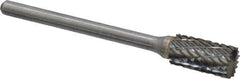 Atrax - 1/4" Cut Diam, 1/8" Shank Diam, Cylinder with End Cut Head Double Cut Burr - Carbide, End Cut End, 1/2" LOC, 1-3/4" OAL - Apex Tool & Supply