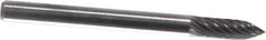 Atrax - 1/8" Cut Diam, 1/8" Shank Diam, Tree Head Single Cut Burr - Carbide, Point End, 3/8" LOC, 1-1/2" OAL - Apex Tool & Supply