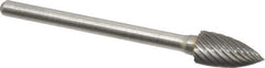 Atrax - 1/4" Cut Diam, 1/8" Shank Diam, Tree Head Single Cut Burr - Carbide, Point End, 1/2" LOC, 1-3/4" OAL - Apex Tool & Supply