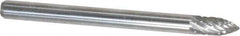 Atrax - 1/8" Cut Diam, 1/8" Shank Diam, Tree Head Double Cut Burr - Carbide, Point End, 1/4" LOC, 1-1/2" OAL - Apex Tool & Supply
