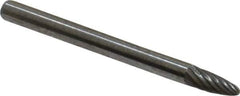Atrax - 1/8" Cut Diam, 1/8" Shank Diam, Tree with Radius Head Single Cut Burr - Carbide, Radius End, 1/4" LOC, 1-1/2" OAL - Apex Tool & Supply