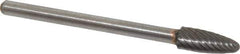 Atrax - 3/16" Cut Diam, 1/8" Shank Diam, Tree with Radius Head Single Cut Burr - Carbide, Radius End, 1/2" LOC, 1-1/2" OAL - Apex Tool & Supply