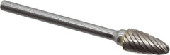 Atrax - 1/4" Cut Diam, 1/8" Shank Diam, Tree with Radius Head Single Cut Burr - Carbide, Radius End, 1/2" LOC, 1-3/4" OAL - Apex Tool & Supply