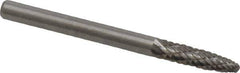 Atrax - 1/8" Cut Diam, 1/8" Shank Diam, Tree with Radius Head Double Cut Burr - Carbide, Radius End, 1/2" LOC, 1-1/2" OAL - Apex Tool & Supply