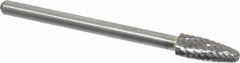Atrax - 3/16" Cut Diam, 1/8" Shank Diam, Tree with Radius Head Double Cut Burr - Carbide, Radius End, 1/2" LOC, 1-1/2" OAL - Apex Tool & Supply