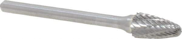 Atrax - 1/4" Cut Diam, 1/8" Shank Diam, Tree with Radius Head Double Cut Burr - Carbide, Radius End, 1/2" LOC, 1-3/4" OAL - Apex Tool & Supply