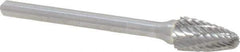 Atrax - 1/4" Cut Diam, 1/8" Shank Diam, Tree with Radius Head Double Cut Burr - Carbide, Radius End, 1/2" LOC, 1-3/4" OAL - Apex Tool & Supply
