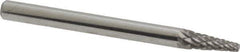Atrax - 1/8" Cut Diam, 1/8" Shank Diam, Cone Head Double Cut Burr - Carbide, Point End, 3/8" LOC, 1-1/2" OAL - Apex Tool & Supply