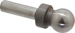 Jergens - 1/2" Ball Diam, 1/4" Shank Diam, Steel Inspection Tooling Ball - Slip-Fit Shank, 1-3/8" Ball Center to Shank Bottom, 1/2" Ball Center to Shoulder Bottom, with Shoulder - Apex Tool & Supply