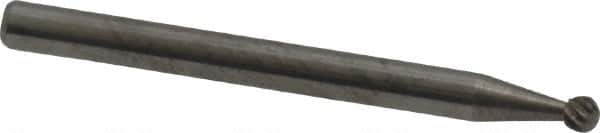 Atrax - 3/32" Cut Diam, 1/8" Shank Diam, Ball Head Single Cut Burr - Carbide, Radius End, 3/32" LOC, 1-1/2" OAL - Apex Tool & Supply