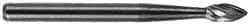 M.A. Ford - 3/16" Cut Diam, 1/8" Shank Diam, Flame Head Single Cut Burr - Carbide, Radius End, 3/8" LOC, 1-1/2" OAL - Apex Tool & Supply