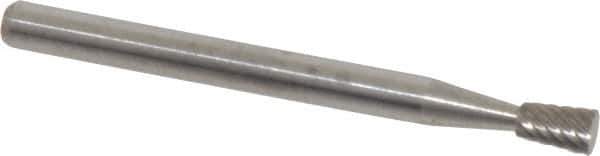 Atrax - 1/8" Cut Diam, 1/8" Shank Diam, Inverted Cone Head Single Cut Burr - Flat End, 3/16" LOC, 1-1/2" OAL - Apex Tool & Supply