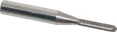 Atrax - 1/8" Cut Diam, 1/4" Shank Diam, Cylinder with Radius Head Single Cut Burr - Carbide, Radius End, 1/2" LOC, 1-1/2" OAL - Apex Tool & Supply