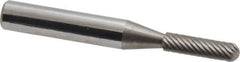 Atrax - 5/32" Cut Diam, 1/4" Shank Diam, Cylinder with Radius Head Single Cut Burr - Carbide, Radius End, 5/8" LOC, 2" OAL - Apex Tool & Supply