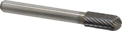 Atrax - 5/16" Cut Diam, 1/4" Shank Diam, Cylinder with Radius Head Single Cut Burr - Carbide, Radius End, 3/4" LOC, 2-1/2" OAL - Apex Tool & Supply