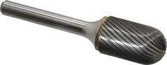 Atrax - 5/8" Cut Diam, 1/4" Shank Diam, Cylinder with Radius Head Single Cut Burr - Carbide, Radius End, 1" LOC, 2-3/4" OAL - Apex Tool & Supply