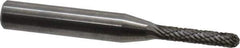 Atrax - 1/8" Cut Diam, 1/4" Shank Diam, Cylinder with Radius Head Double Cut Burr - Carbide, Radius End, 1/2" LOC, 2" OAL - Apex Tool & Supply