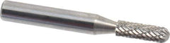 Atrax - 3/16" Cut Diam, 1/4" Shank Diam, Cylinder with Radius Head Double Cut Burr - Carbide, Radius End, 1/2" LOC, 2" OAL - Apex Tool & Supply
