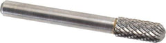 Atrax - 5/16" Cut Diam, 1/4" Shank Diam, Cylinder with Radius Head Double Cut Burr - Carbide, Radius End, 3/4" LOC, 2-1/2" OAL - Apex Tool & Supply