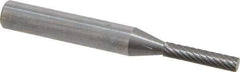Atrax - 1/8" Cut Diam, 1/4" Shank Diam, Cylinder Head Single Cut Burr - Carbide, Flat End, 1/2" LOC, 2" OAL - Apex Tool & Supply