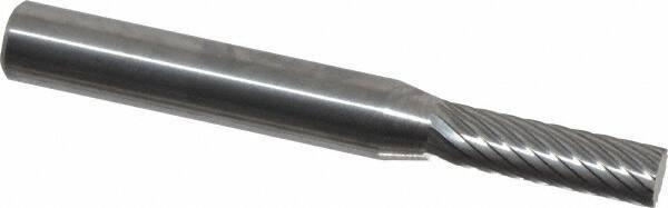Atrax - 3/16" Cut Diam, 1/4" Shank Diam, Cylinder Head Single Cut Burr - Carbide, Flat End, 5/8" LOC, 2" OAL - Apex Tool & Supply