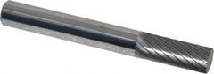 Atrax - 1/4" Cut Diam, 1/4" Shank Diam, Cylinder Head Single Cut Burr - Carbide, Flat End, 5/8" LOC, 2" OAL - Apex Tool & Supply