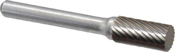 Atrax - 3/8" Cut Diam, 1/4" Shank Diam, Cylinder Head Single Cut Burr - Carbide, Flat End, 3/4" LOC, 2-1/2" OAL - Apex Tool & Supply