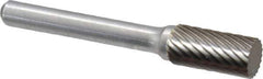Atrax - 3/8" Cut Diam, 1/4" Shank Diam, Cylinder Head Single Cut Burr - Carbide, Flat End, 3/4" LOC, 2-1/2" OAL - Apex Tool & Supply