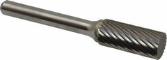 Atrax - 7/16" Cut Diam, 1/4" Shank Diam, Cylinder Head Single Cut Burr - Carbide, Flat End, 1" LOC, 2-3/4" OAL - Apex Tool & Supply