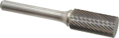 Atrax - 1/2" Cut Diam, 1/4" Shank Diam, Cylinder Head Single Cut Burr - Carbide, Flat End, 1" LOC, 2-3/4" OAL - Apex Tool & Supply