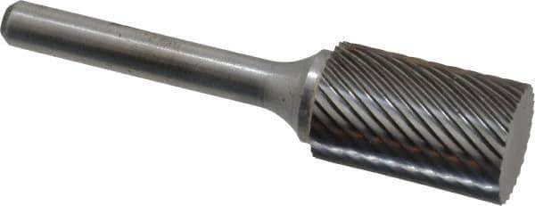Atrax - 5/8" Cut Diam, 1/4" Shank Diam, Cylinder Head Single Cut Burr - Carbide, Flat End, 1" LOC, 2-3/4" OAL - Apex Tool & Supply