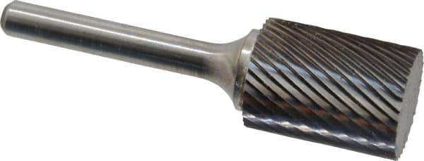 Atrax - 3/4" Cut Diam, 1/4" Shank Diam, Cylinder Head Single Cut Burr - Carbide, Flat End, 1" LOC, 2-3/4" OAL - Apex Tool & Supply