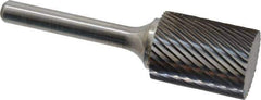 Atrax - 3/4" Cut Diam, 1/4" Shank Diam, Cylinder Head Single Cut Burr - Carbide, Flat End, 1" LOC, 2-3/4" OAL - Apex Tool & Supply