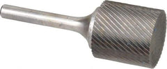 Atrax - 1" Cut Diam, 1/4" Shank Diam, Cylinder Head Single Cut Burr - Carbide, Flat End, 1" LOC, 2-3/4" OAL - Apex Tool & Supply