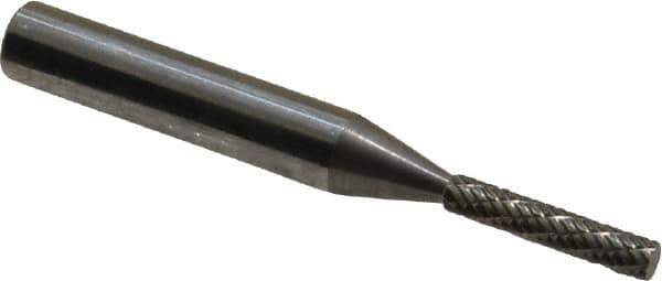 Atrax - 1/8" Cut Diam, 1/4" Shank Diam, Cylinder Head Double Cut Burr - Carbide, Flat End, 1/2" LOC, 2" OAL - Apex Tool & Supply