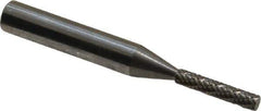 Atrax - 1/8" Cut Diam, 1/4" Shank Diam, Cylinder Head Double Cut Burr - Carbide, Flat End, 1/2" LOC, 2" OAL - Apex Tool & Supply