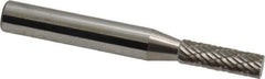 Atrax - 3/16" Cut Diam, 1/4" Shank Diam, Cylinder Head Double Cut Burr - Carbide, Flat End, 5/8" LOC, 2" OAL - Apex Tool & Supply